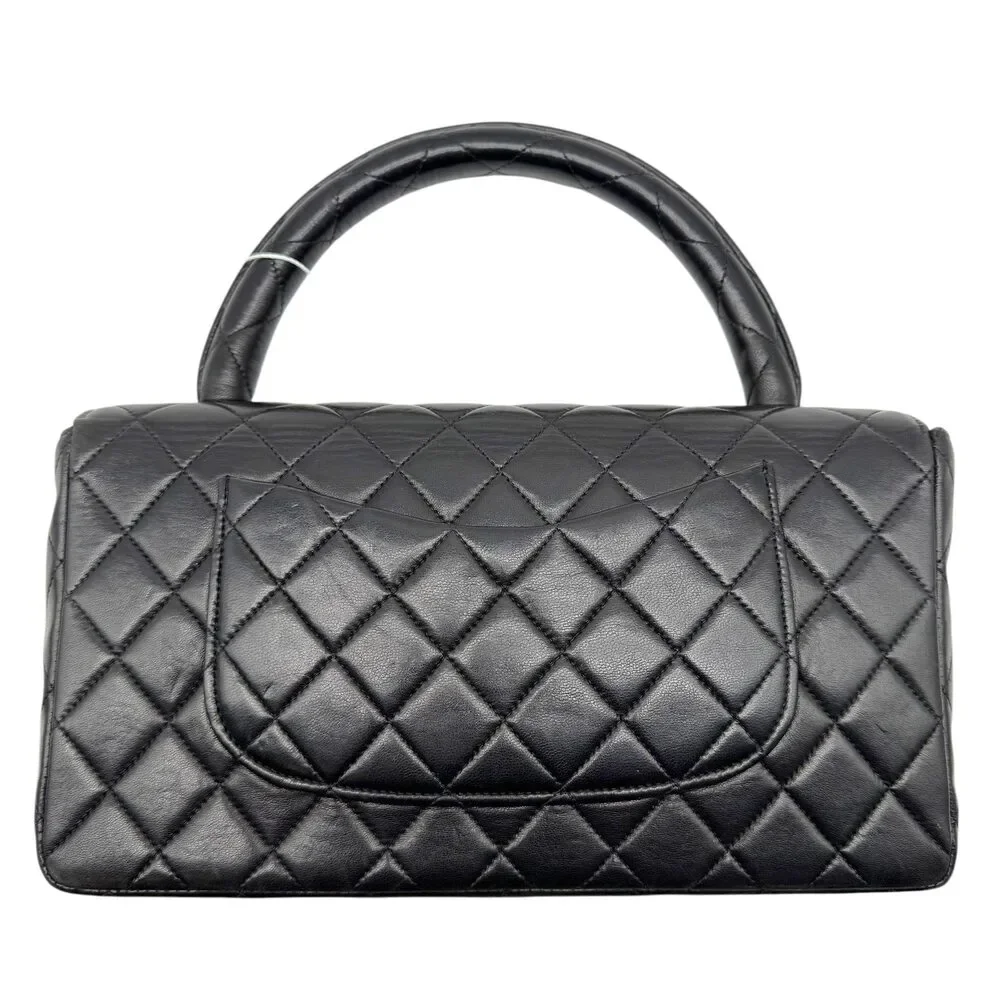 Chanel Black Matelasse Lambskin Top Handle Kelly Flap Bag 1994-96